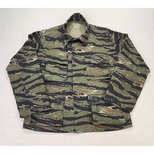 VTG Military Tiger Stripe Camo Combat Coat Jacket L Regular Bandanna USA NWOTs